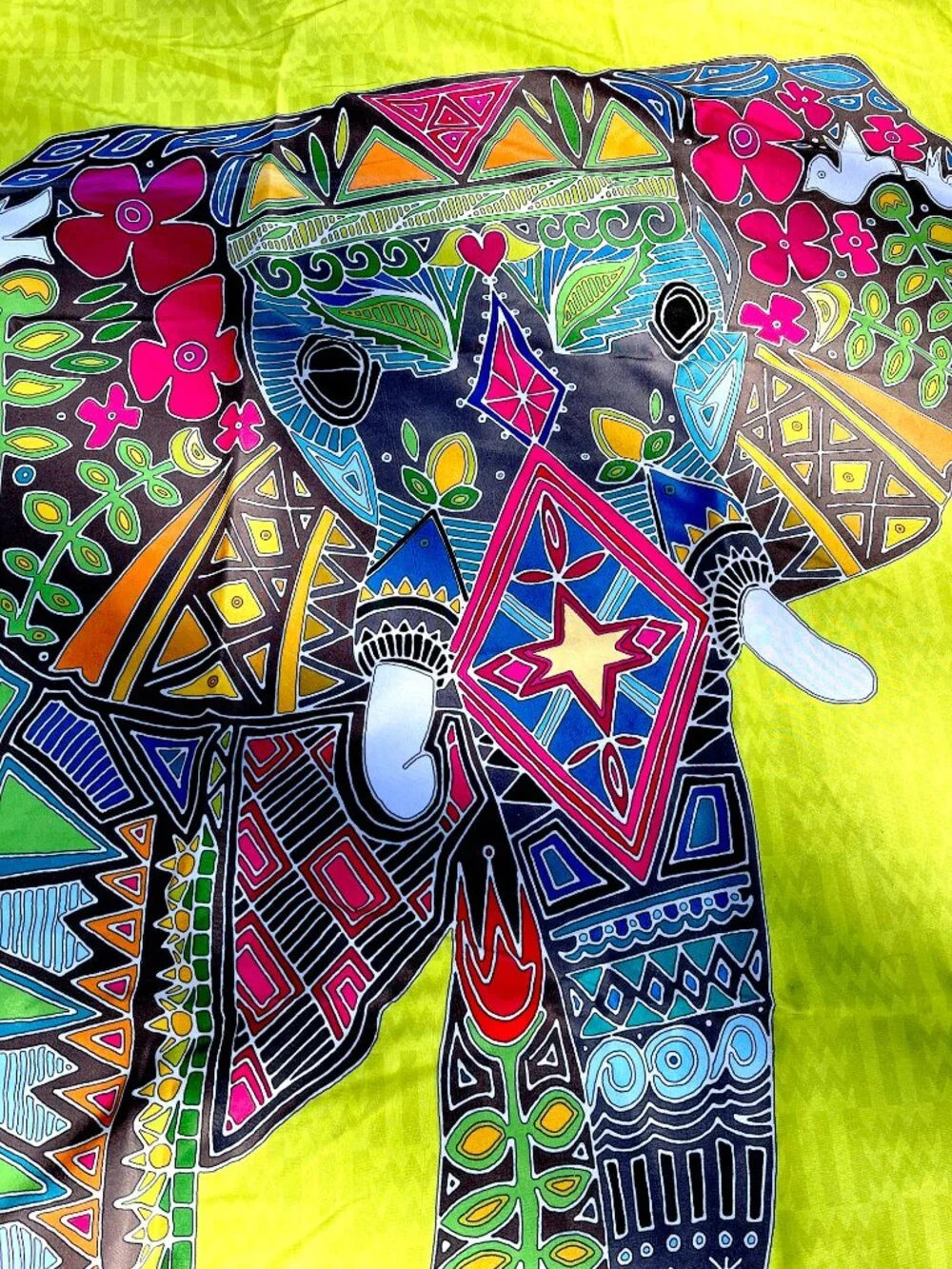 Deny Designs Elephant Shower Curtain & Hooks Green Pink Blue Colorful Rave Boho